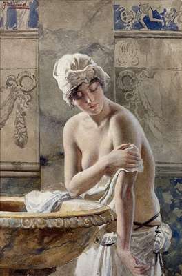 Girl at the fountain - Matania Fortunino